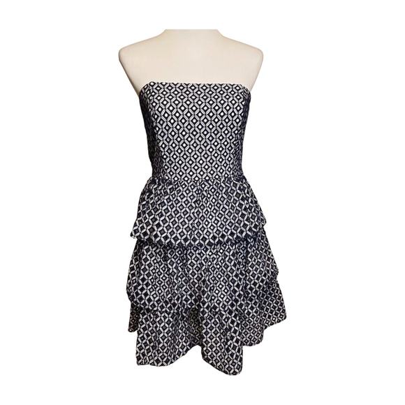 White House Black Market Strapless Mini Dress Navy Lace 6 - Picture 1 of 13